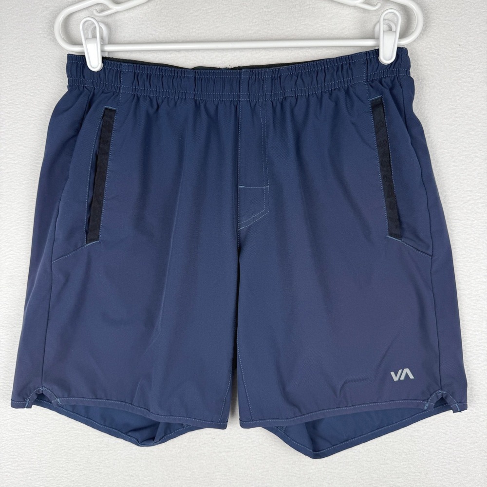 RVCA Yogger Stretch Shorts Mens Medium Blue Elastic Waist Active Shorts V201TRYS